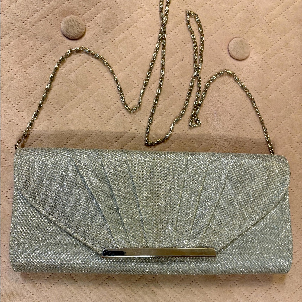 Call it Spring Silver Clutch Bag with chain strap